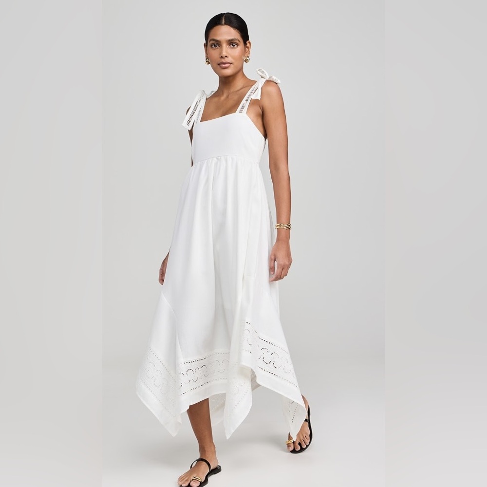 Moon River Shoulder Tie Midi Dress